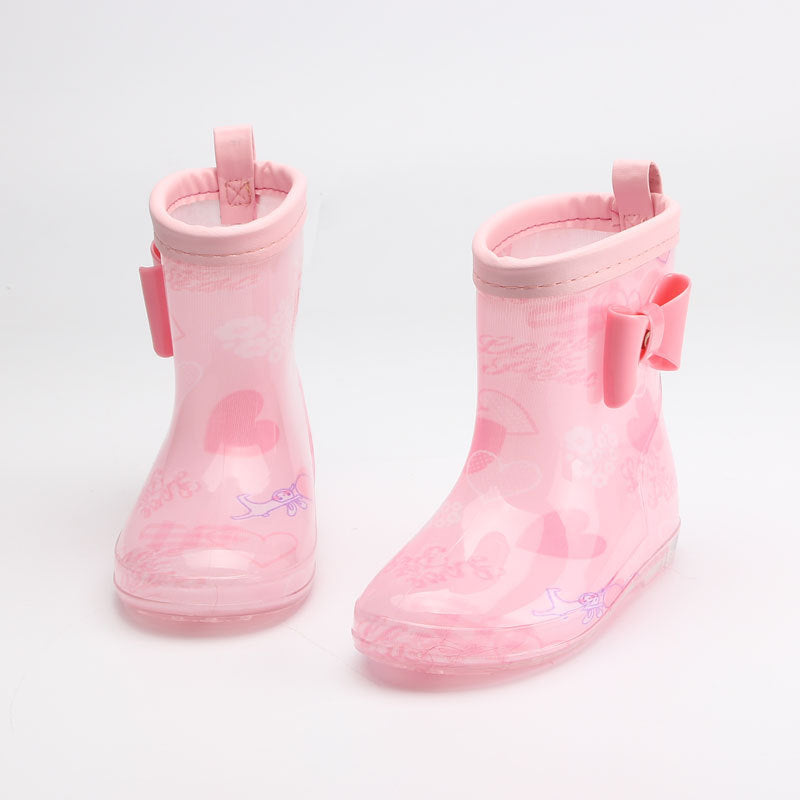 New Children's Rain Boots Cartoon Crystal Bottom