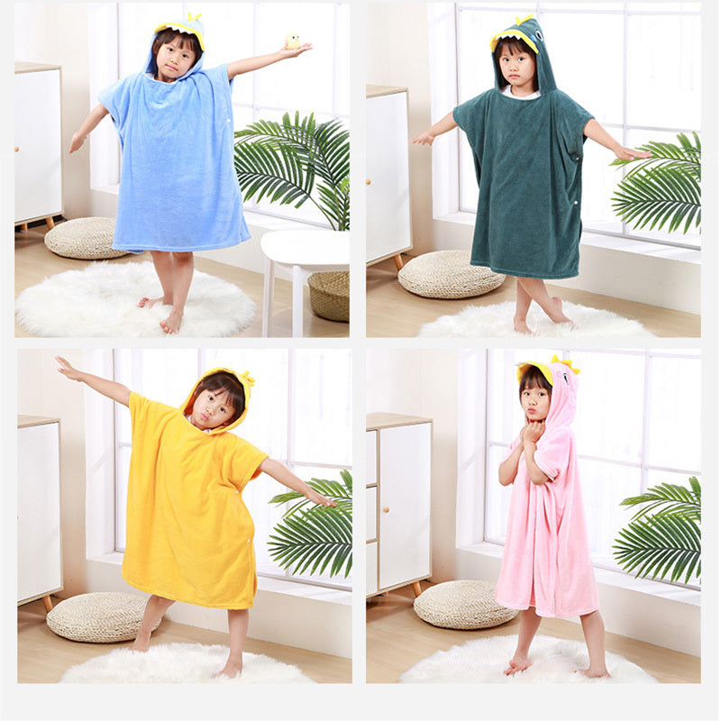 Children's Wearable Fleece Absorbent Hooded Cloak Bath Towel, Also warm for cold winter Nights as Home Clothes