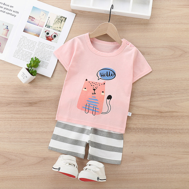 Children's Cotton Short-Sleeved Shorts And Shirt