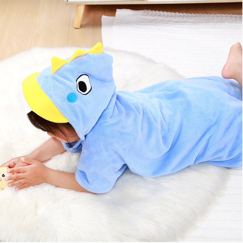 Children's Wearable Fleece Absorbent Hooded Cloak Bath Towel, Also warm for cold winter Nights as Home Clothes