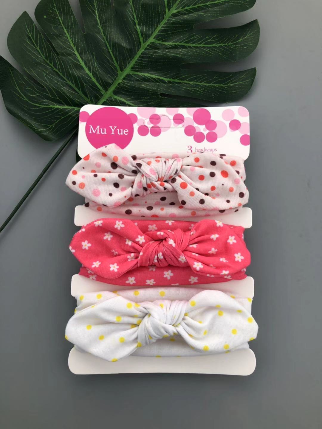 The New Three-Piece Head Rope Children's Hair Band Printed Bow Hair Band Headdress