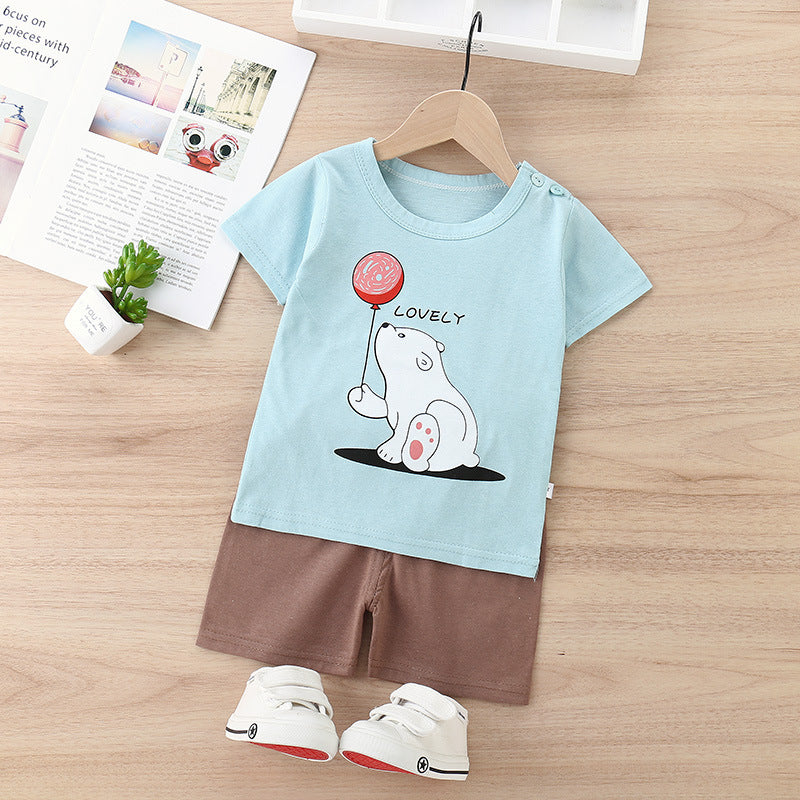 Children's Cotton Short-Sleeved Shorts And Shirt