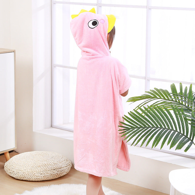 Children's Wearable Fleece Absorbent Hooded Cloak Bath Towel, Also warm for cold winter Nights as Home Clothes