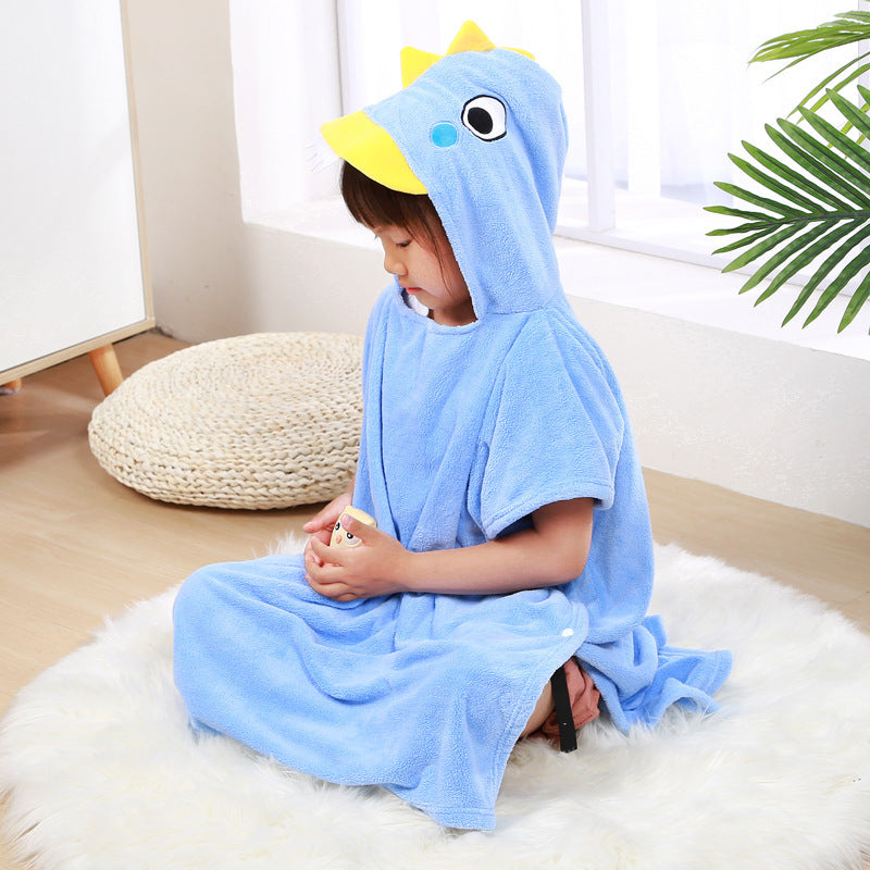 Children's Wearable Fleece Absorbent Hooded Cloak Bath Towel, Also warm for cold winter Nights as Home Clothes