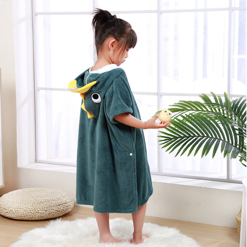 Children's Wearable Fleece Absorbent Hooded Cloak Bath Towel, Also warm for cold winter Nights as Home Clothes