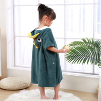 Children's Wearable Fleece Absorbent Hooded Cloak Bath Towel, Also warm for cold winter Nights as Home Clothes