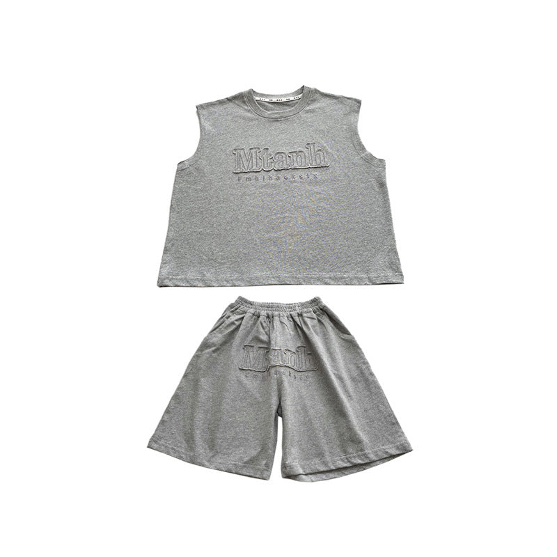 Boys Cotton Sleeveless Two-piece Summer Clothes Set