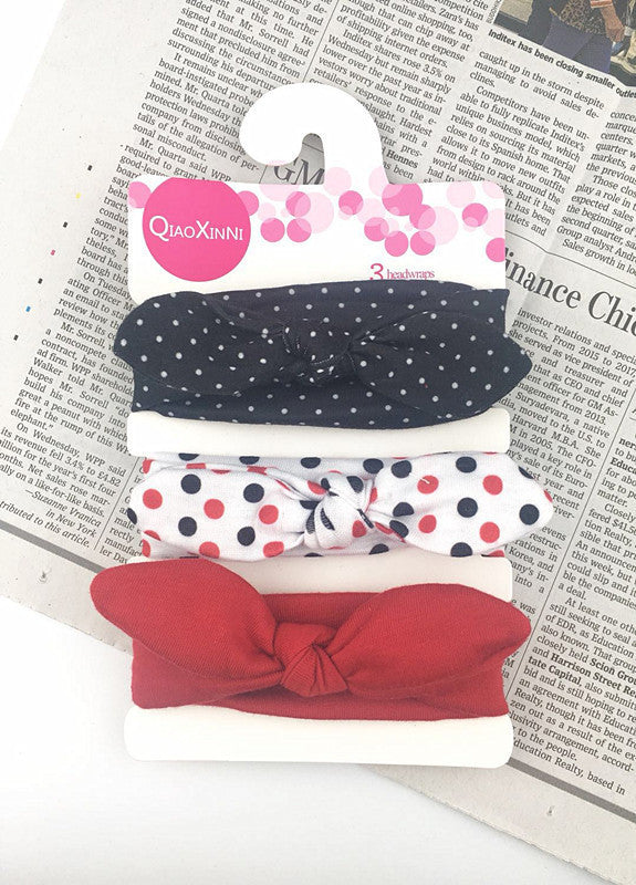 The New Three-Piece Head Rope Children's Hair Band Printed Bow Hair Band Headdress