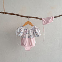 Baby Swimsuit Small Floral One-piece With Hat