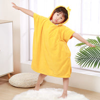 Children's Wearable Fleece Absorbent Hooded Cloak Bath Towel, Also warm for cold winter Nights as Home Clothes