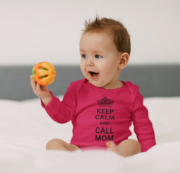 long-sleeve-onesie-keep-calm-and-call-mom-red