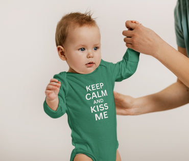 long-sleeve-onesie-keep-calm-and-kiss-me-green