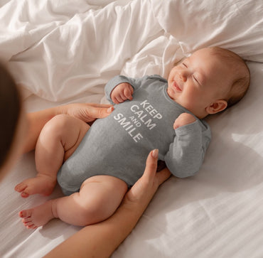 long-sleeve-onesie-keep-calm-and-smile-grey