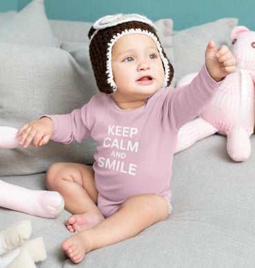 long-sleeve-onesie-keep-calm-and-smile-pink