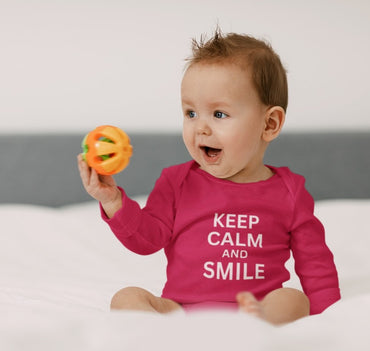 long-sleeve-onesie-keep-calm-and-smile-red